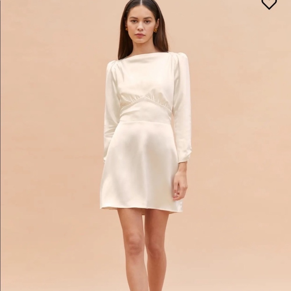 Reformation Rudi Silk Mini Dress Ivory 6 - Picture 3 of 8
